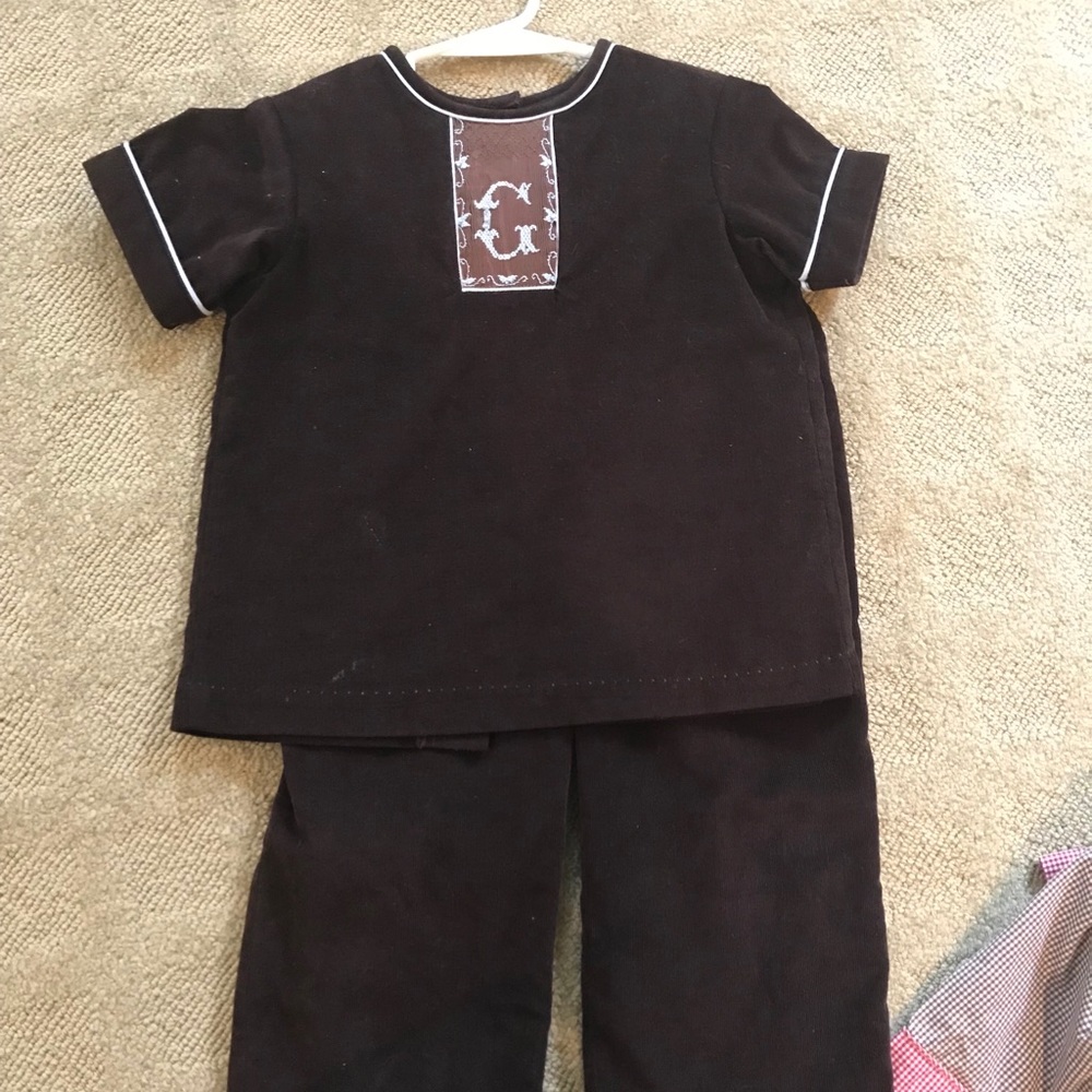 Beaux et Belles brown corduroy pants set “G”